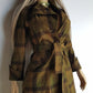 1970s Couture Tailoring Plaid Wool Coat - Absolute Perfection - Very Vivienne Westwood Style- Olive Green Mustard Tones - Stiff Collar & Beautifully Cut Pockets