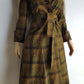 1970s Couture Tailoring Plaid Wool Coat - Absolute Perfection - Very Vivienne Westwood Style- Olive Green Mustard Tones - Stiff Collar & Beautifully Cut Pockets