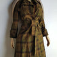 1970s Couture Tailoring Plaid Wool Coat - Absolute Perfection - Very Vivienne Westwood Style- Olive Green Mustard Tones - Stiff Collar & Beautifully Cut Pockets