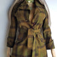 1970s Couture Tailoring Plaid Wool Coat - Absolute Perfection - Very Vivienne Westwood Style- Olive Green Mustard Tones - Stiff Collar & Beautifully Cut Pockets