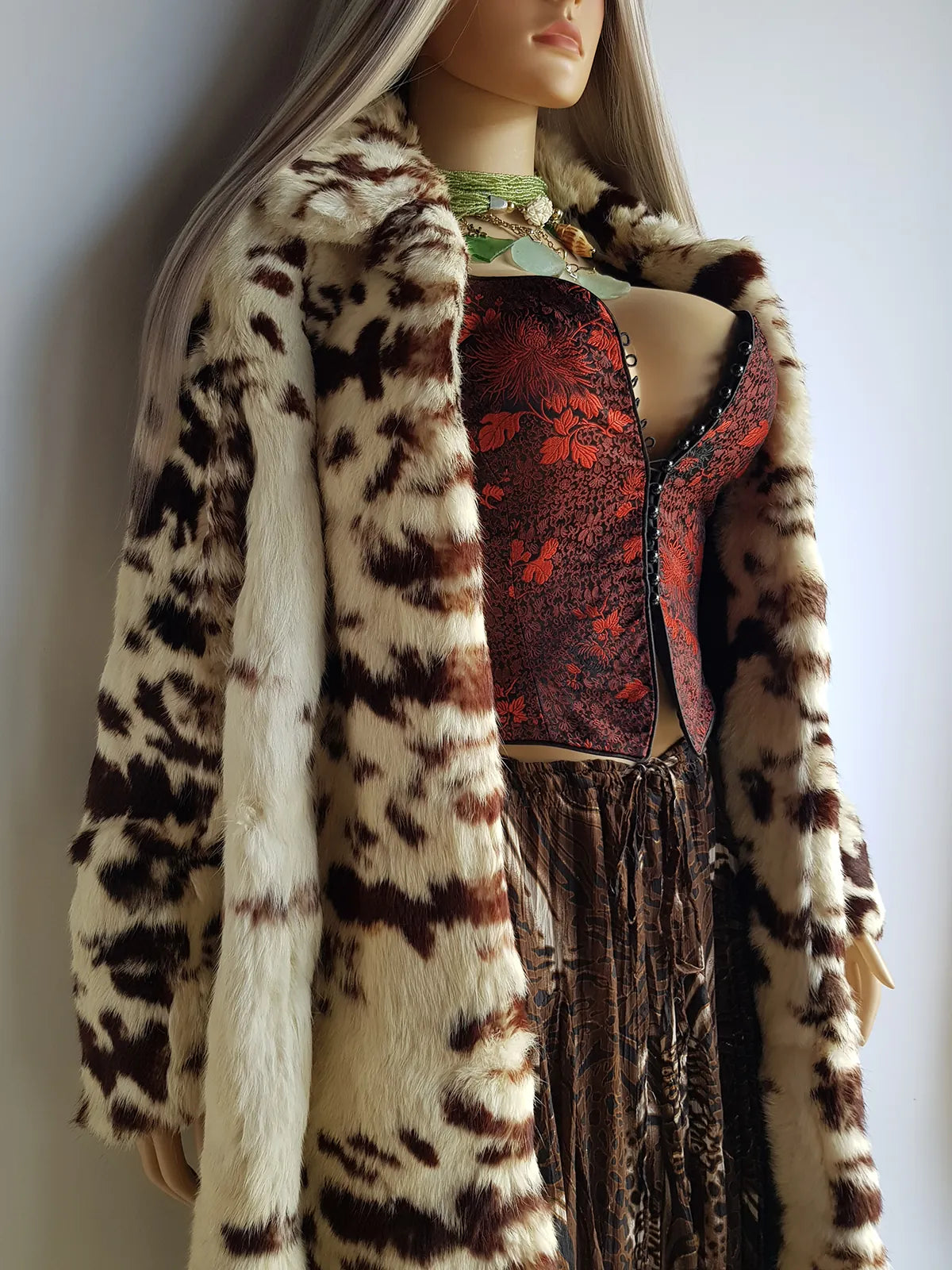 1940s Vintage Italian Rabbit Coat - Super Soft - Cream & Chocolate Brown