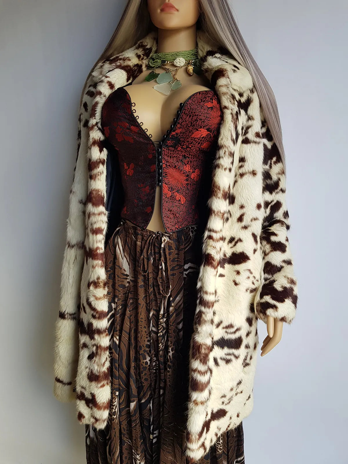 1940s Vintage Italian Rabbit Coat - Super Soft - Cream & Chocolate Brown