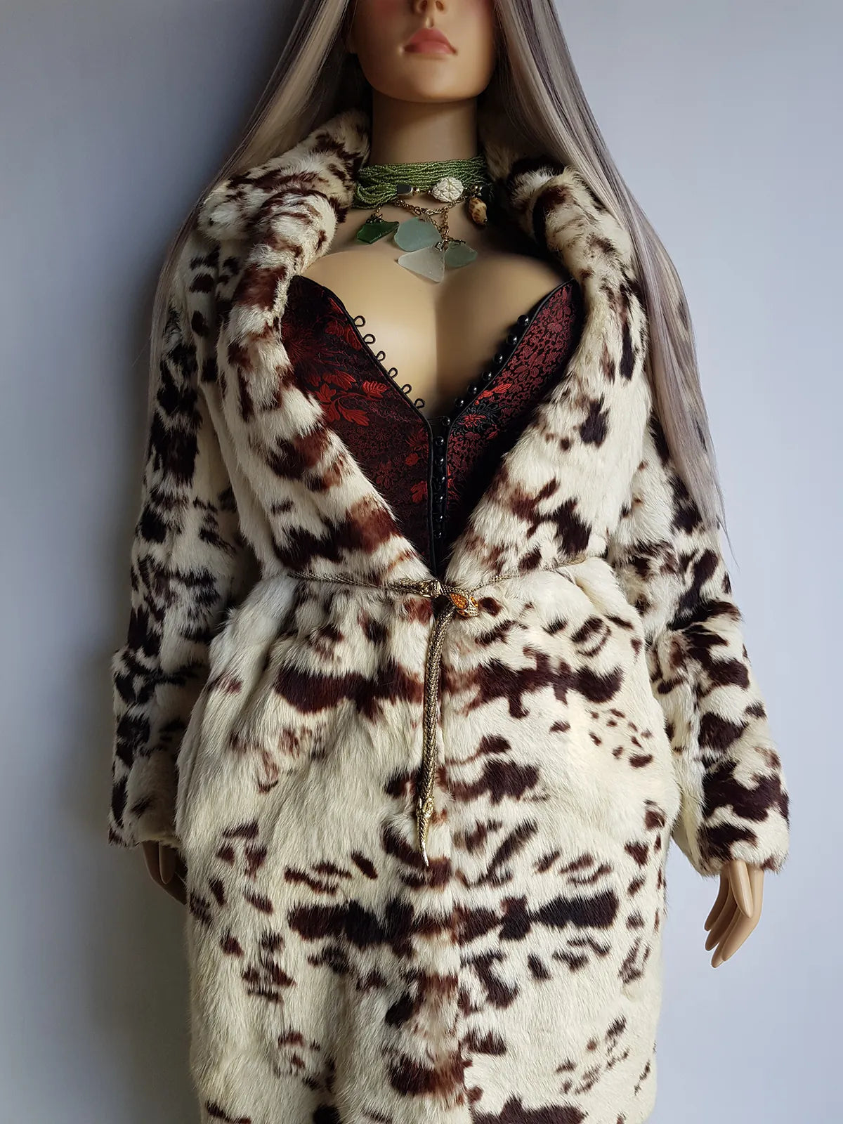 1940s Vintage Italian Rabbit Coat - Super Soft - Cream & Chocolate Brown