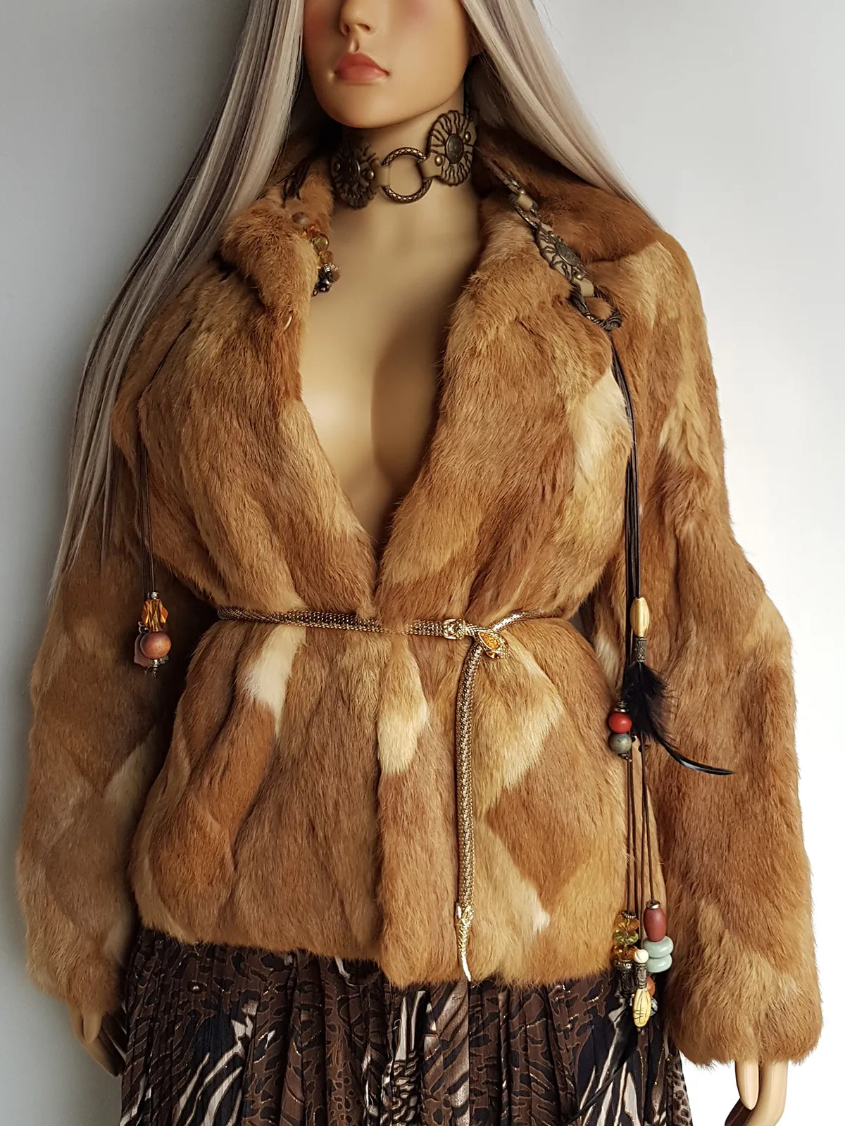 1960s Vintage Caramel Rabbit Fur Coat - Diamond Pattern - Rich Golden Caramel - Absolutely Gorgeous - Soft & Dreamy - Hip Length