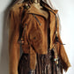 Vintage Perfect Motorcycle Tassel Jacket - Rich Tan 100% Genuine Suede - Metal Hardware - Fully Lined Jacket