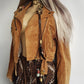 Vintage Perfect Motorcycle Tassel Jacket - Rich Tan 100% Genuine Suede - Metal Hardware - Fully Lined Jacket