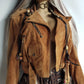 Vintage Perfect Motorcycle Tassel Jacket - Rich Tan 100% Genuine Suede - Metal Hardware - Fully Lined Jacket