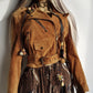 Vintage Perfect Motorcycle Tassel Jacket - Rich Tan 100% Genuine Suede - Metal Hardware - Fully Lined Jacket