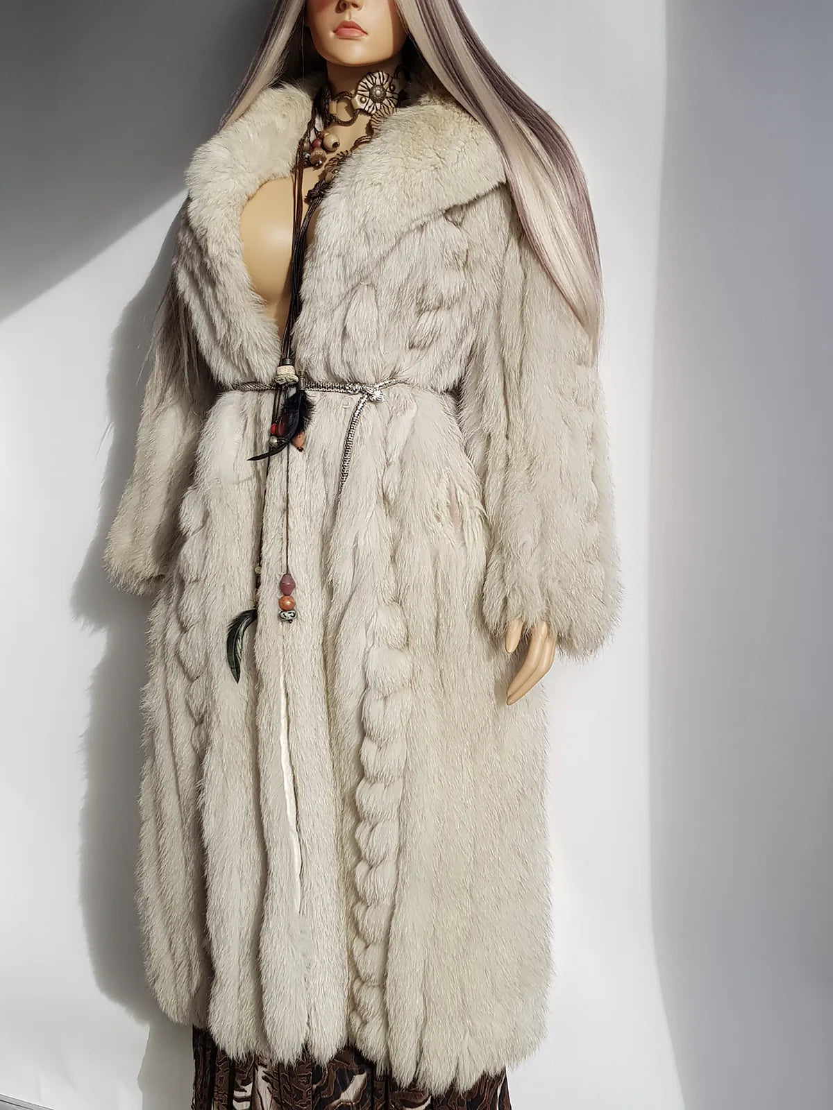 Vintage Saga Ice Blue / Grey Fox Fur Coat - Soft & Dreamy - Full Length