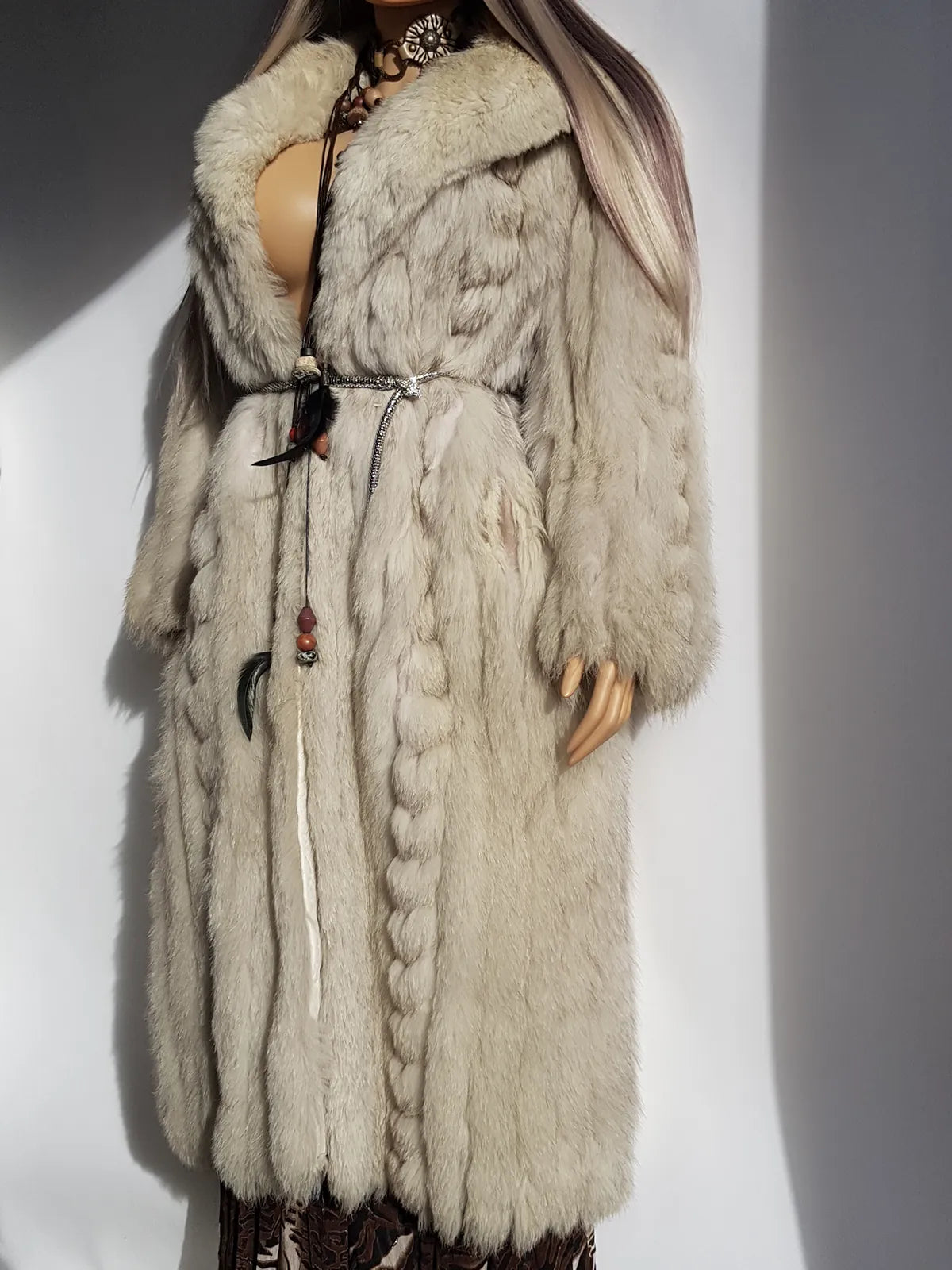 Vintage Saga Ice Blue / Grey Fox Fur Coat - Soft & Dreamy - Full Length