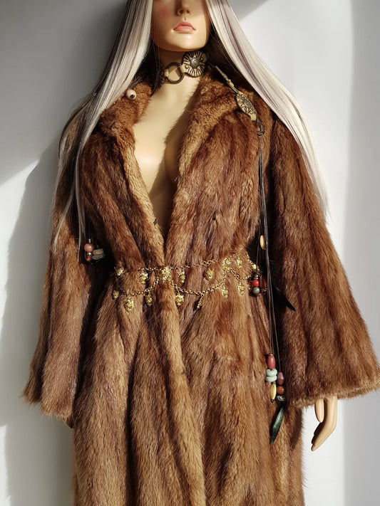 1940s Vintage Italian Fur Coat - Rich Golden Brown - Absolutely Gorgeous - Soft & Dreamy - Full Length