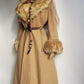 Absolute Knockout Penny Lane Princess Coat - Incredible Hourglass Shape - Camel Tones - Wool with Vegan Fur Collar & Cuffs