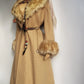 Absolute Knockout Penny Lane Princess Coat - Incredible Hourglass Shape - Camel Tones - Wool with Vegan Fur Collar & Cuffs