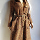 1950s Incredible Hooded Coat in Burnt Tobacco with Toggle Clasps - Fully Lined - Handmade Mohair Wool Knit