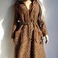 1950s Incredible Hooded Coat in Burnt Tobacco with Toggle Clasps - Fully Lined - Handmade Mohair Wool Knit