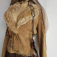 Vintage 2000s Perfect 100% Genuine Suede Jacket - Rich Tan - Tie Waist - Vegan Fur Collar