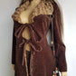 Perfect 1970s Vintage Rockstar Bohemian Coat - Hourglass Shape - Vegan - Insanely Cool - Double Tie Front & Large Feature Collar