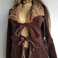 Perfect 1970s Vintage Rockstar Bohemian Coat - Hourglass Shape - Vegan - Insanely Cool - Double Tie Front & Large Feature Collar