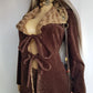 Perfect 1970s Vintage Rockstar Bohemian Coat - Hourglass Shape - Vegan - Insanely Cool - Double Tie Front & Large Feature Collar