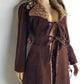 Perfect 1970s Vintage Rockstar Bohemian Coat - Hourglass Shape - Vegan - Insanely Cool - Double Tie Front & Large Feature Collar