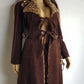 Perfect 1970s Vintage Rockstar Bohemian Coat - Hourglass Shape - Vegan - Insanely Cool - Double Tie Front & Large Feature Collar