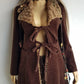 Perfect 1970s Vintage Rockstar Bohemian Coat - Hourglass Shape - Vegan - Insanely Cool - Double Tie Front & Large Feature Collar