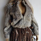 Vintage 100% Rabbit Fur Jacket in Beautiful Soft Grey Tones - Zip front bomber shape with knit features & zip front