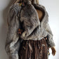 Vintage 100% Rabbit Fur Jacket in Beautiful Soft Grey Tones - Zip front bomber shape with knit features & zip front