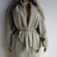 Vintage Chic Wool Coat in Very Light Soft Grey - 3/4 Length - Scarf Tie Neck that can be worn multiple ways - Button Closure - Pockets - Fully Lined