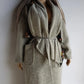 Vintage Chic Wool Coat in Very Light Soft Grey - 3/4 Length - Scarf Tie Neck that can be worn multiple ways - Button Closure - Pockets - Fully Lined