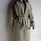 Vintage Chic Wool Coat in Very Light Soft Grey - 3/4 Length - Scarf Tie Neck that can be worn multiple ways - Button Closure - Pockets - Fully Lined