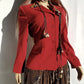 Vintage 90s Designer Blazer in Burnt Rust Red Tones - Fitted Hourglass Shape - Button Front