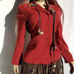 Vintage 90s Designer Blazer in Burnt Rust Red Tones - Fitted Hourglass Shape - Button Front