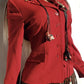 Vintage 90s Designer Blazer in Burnt Rust Red Tones - Fitted Hourglass Shape - Button Front