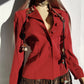 Vintage 90s Designer Blazer in Burnt Rust Red Tones - Fitted Hourglass Shape - Button Front