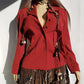 Vintage 90s Designer Blazer in Burnt Rust Red Tones - Fitted Hourglass Shape - Button Front