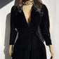 1920s Midnight Black Bohemian Gothic Velvet Coat with Hand Sequin Work on the Shoulder - Made in Sydney -