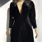 1920s Midnight Black Bohemian Gothic Velvet Coat with Hand Sequin Work on the Shoulder - Made in Sydney -