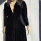 1920s Midnight Black Bohemian Gothic Velvet Coat with Hand Sequin Work on the Shoulder - Made in Sydney -