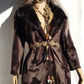 1970s Penny Lane Princess Coat in Vegan Faux Fur - Fluffy Collar and Hemline - Rich Brown - Brushed Feature all over the Fur