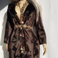 1970s Penny Lane Princess Coat in Vegan Faux Fur - Fluffy Collar and Hemline - Rich Brown - Brushed Feature all over the Fur