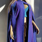 Vintage Really Special - 100% Irish New Wool Cape / Coat in Blue & Purple Tones - Full Length - Insanely High Quality and Immaculate Tailoring