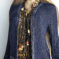 1990s Vintage Silk & Sparkly Handmade Evening -  Iridescent Blue Bead & Sequins Jacket