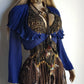 1970s Wild Pleated Collar Cropped Cape / Jacket - Oversized Gorgeous Flouncy Collar - Rich Blue Tone - Button Closure at Front