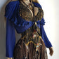 1970s Wild Pleated Collar Cropped Cape / Jacket - Oversized Gorgeous Flouncy Collar - Rich Blue Tone - Button Closure at Front