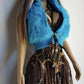 1990s Wild Fun Fur Vest in Electric Blue - Knit Detailing & Super Chunky Metal Zipper & Hardware