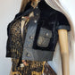 Italian Vintage Lambskin & Fur Crop Mini Jacket - Rich Inky Black - Silver Hardware