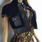 Italian Vintage Lambskin & Fur Crop Mini Jacket - Rich Inky Black - Silver Hardware