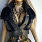 Italian Vintage Lambskin & Fur Crop Mini Jacket - Rich Inky Black - Silver Hardware