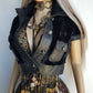 Italian Vintage Lambskin & Fur Crop Mini Jacket - Rich Inky Black - Silver Hardware